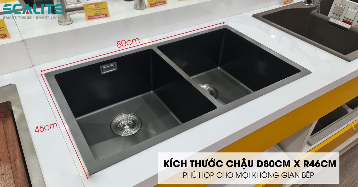 Kích thước rộng rãi của chậu rửa chén ESD-8046HB