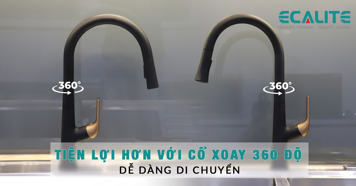 Vòi rửa chén Ecalite xoay được 360 độ 