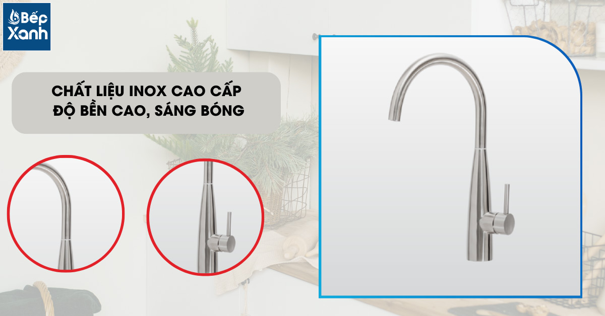 Chất liệu Inox 304 độ bền cao của vòi rửa chén Malloca K529-S