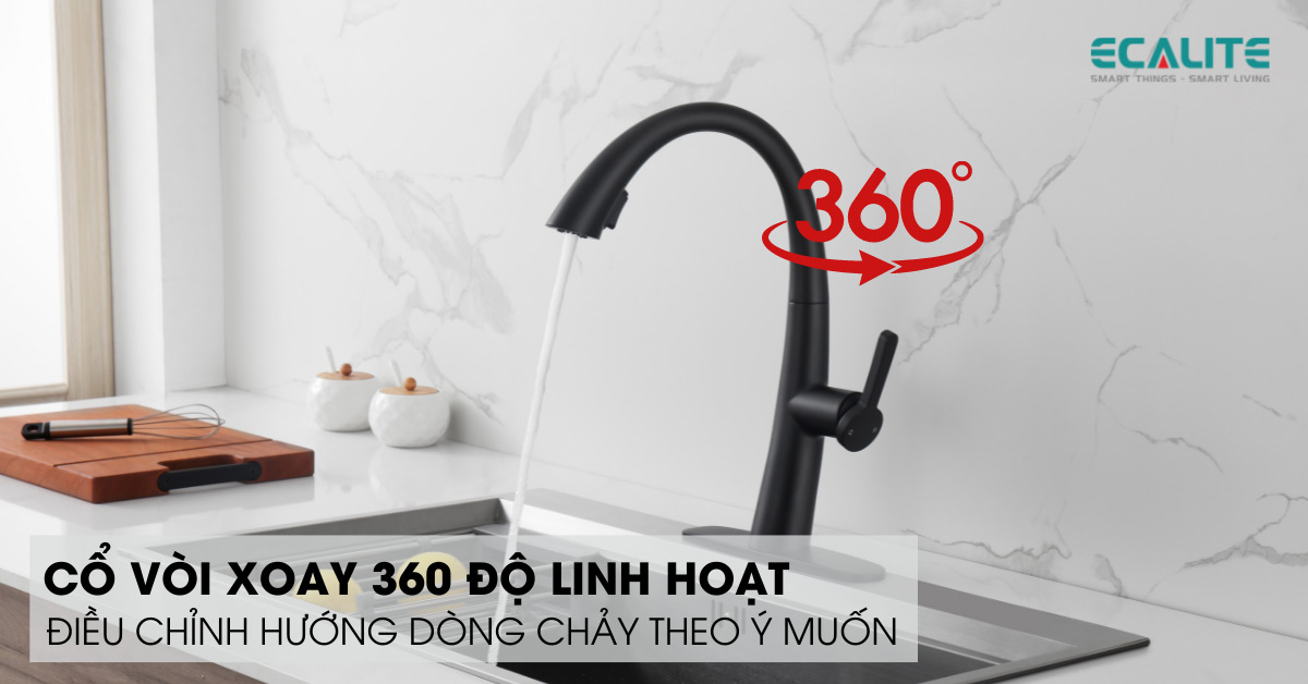 Cổ vòi xoay linh hoạt thuận tiện lấy nước ở nhiều vị trí