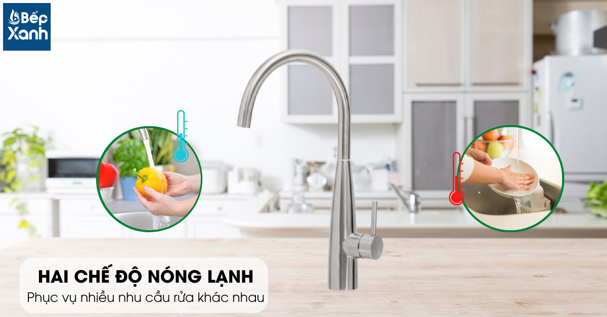 Vòi rửa chén Malloca K529-S trang bị 2 nguồn nóng-lạnh