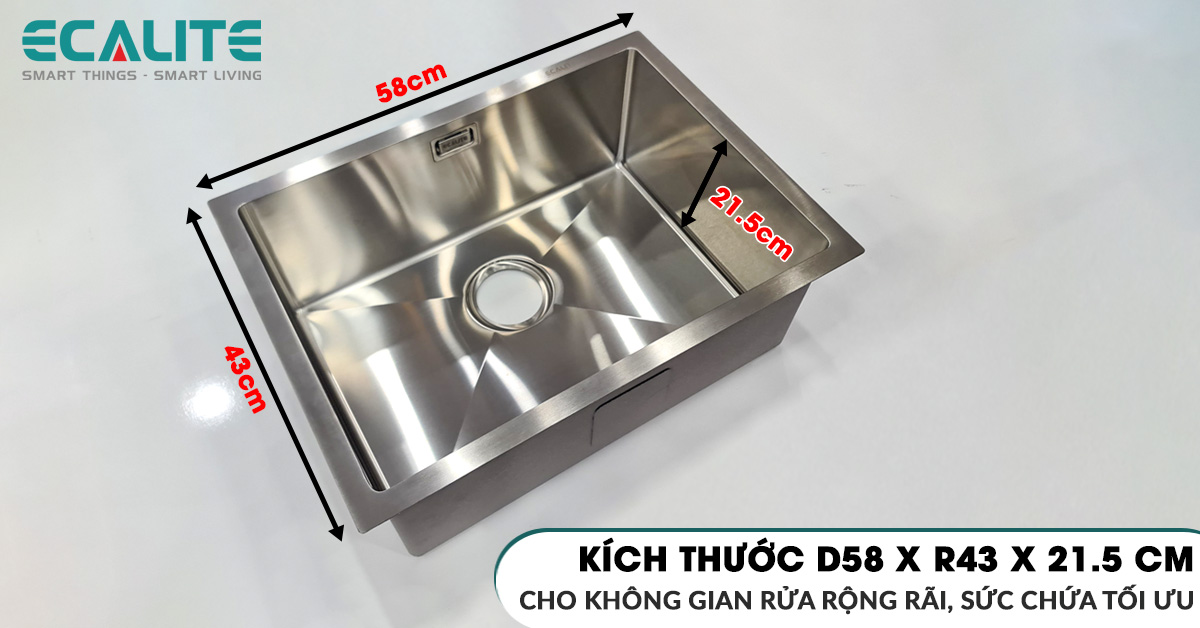 Kích thước của chậu rửa ESD-5843HS rộng rãi