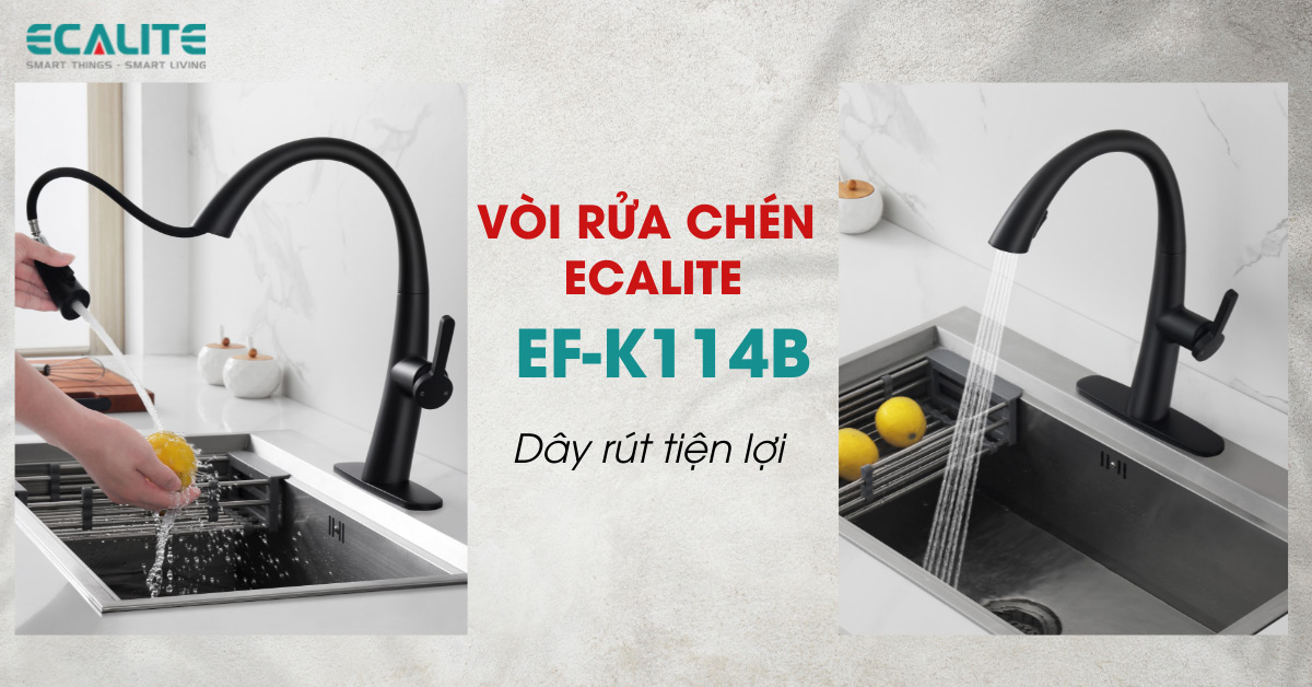 Vòi rửa chén Ecalite EF-K114B có dây rút