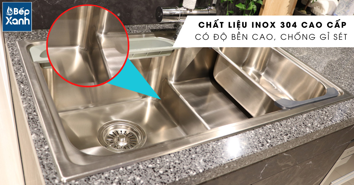 Chất liệu Inox 304 cao cấp của chậu rửa chén Malloca MS 1028N