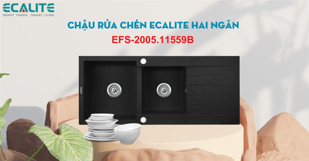 Chậu rửa chén đá 2 ngăn EFS-2005.11559B