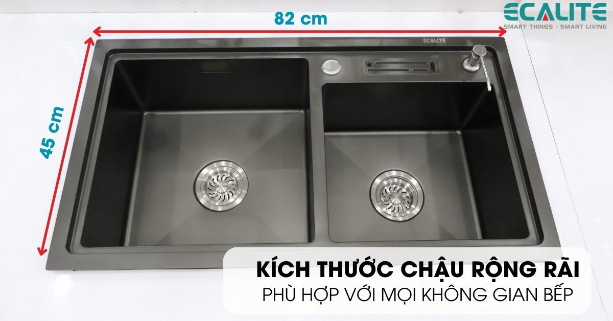 Kích thước rộng rãi của chậu rửa chén ESD-8245HB