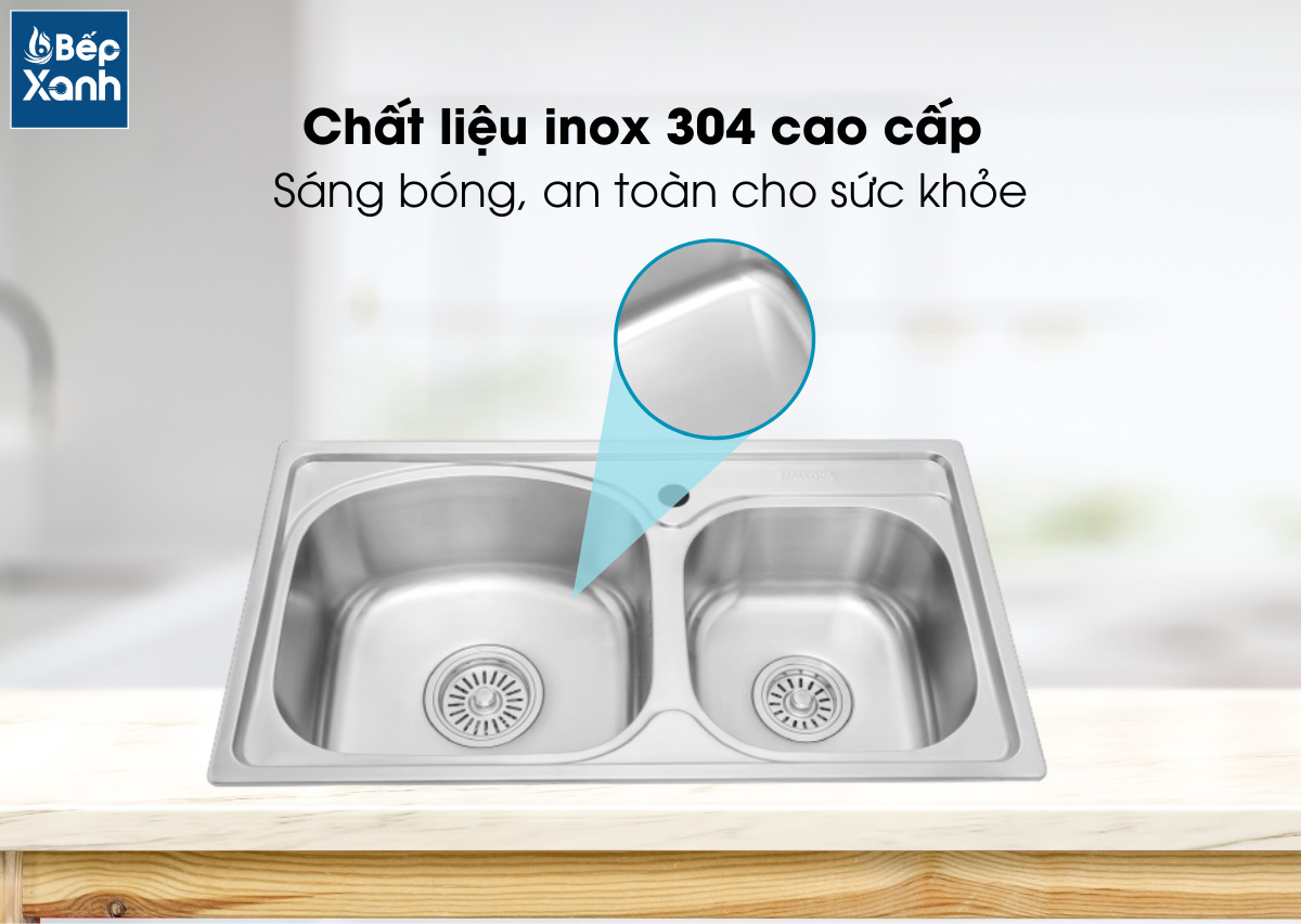 Chất liệu Inox 304 cao cấp của chậu rửa chén Malloca MS-1101P