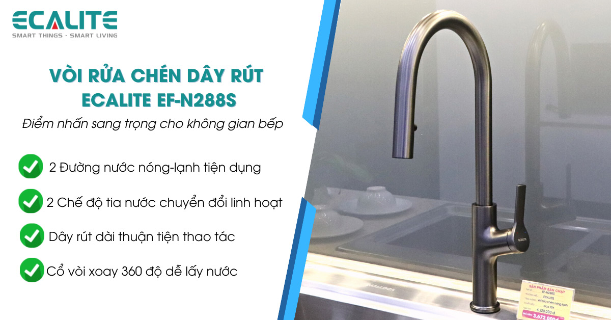 vòi rửa chén dây rút inox Ecalite EF-N288S