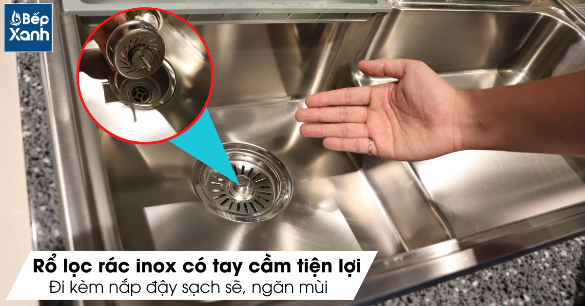 Rổ lọc rác bằng Inox của chậu rửa chén MS 1028N