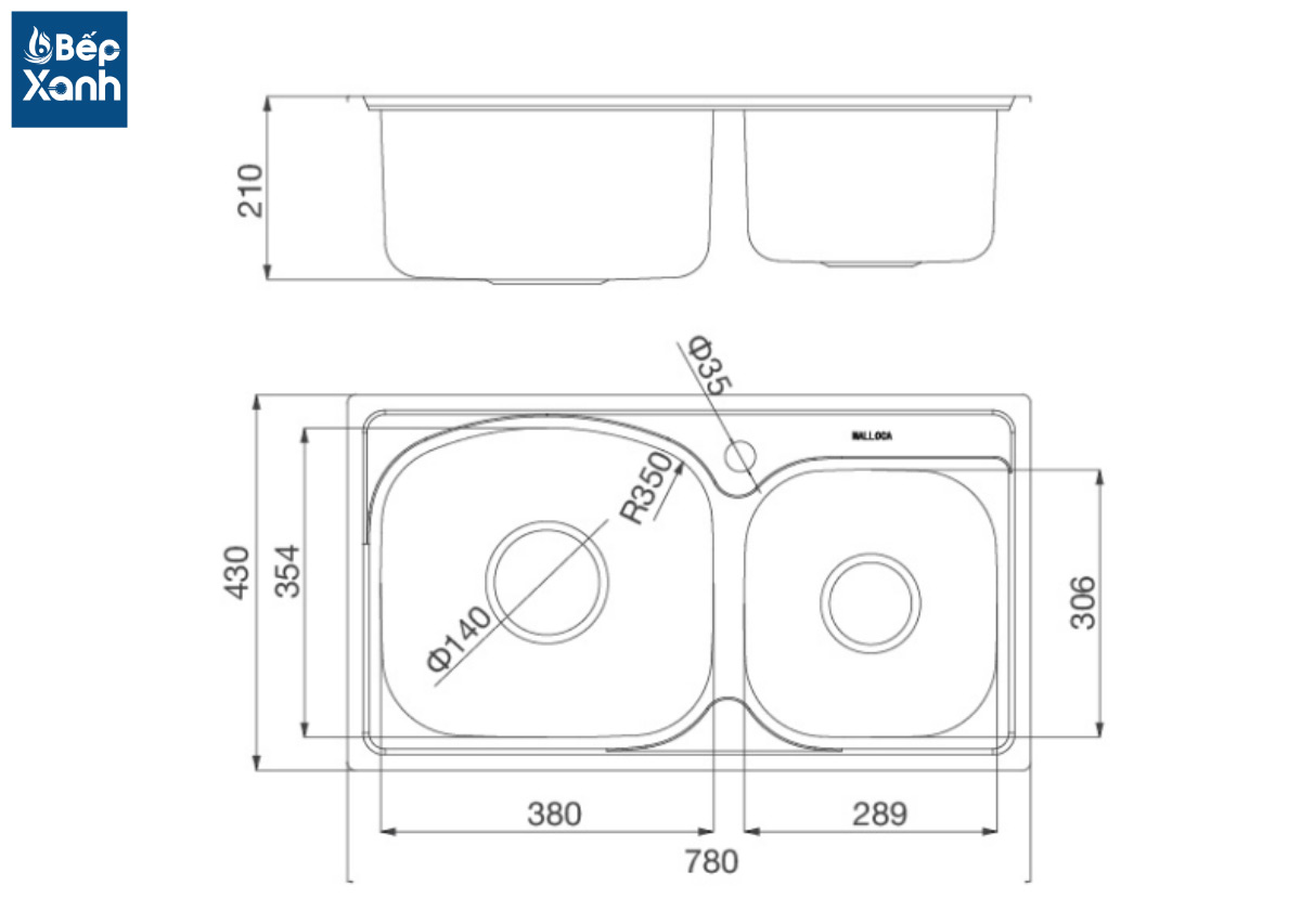 Thông số kỹ thuật của chậu rửa chén MS 1101P