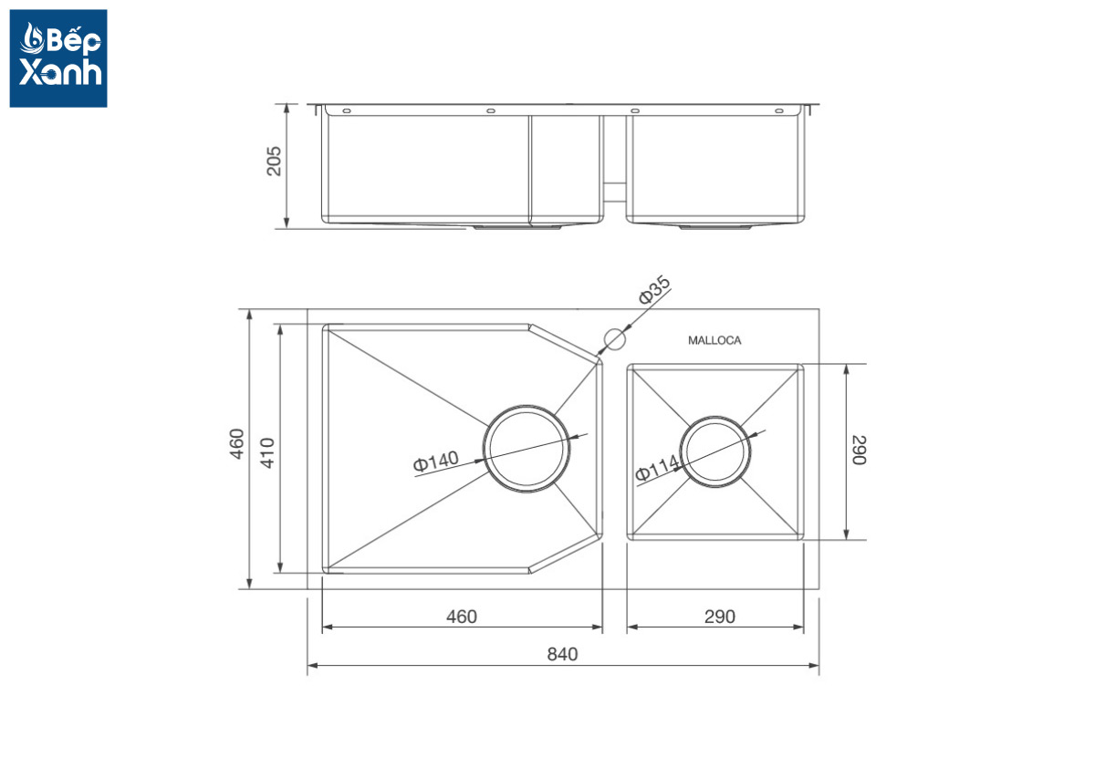 kích thước chậu 610a