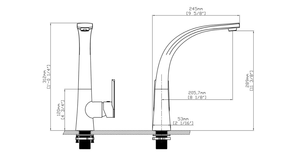 Thông số kỹ thuật vòi rửa chén ecalite ef-k547c