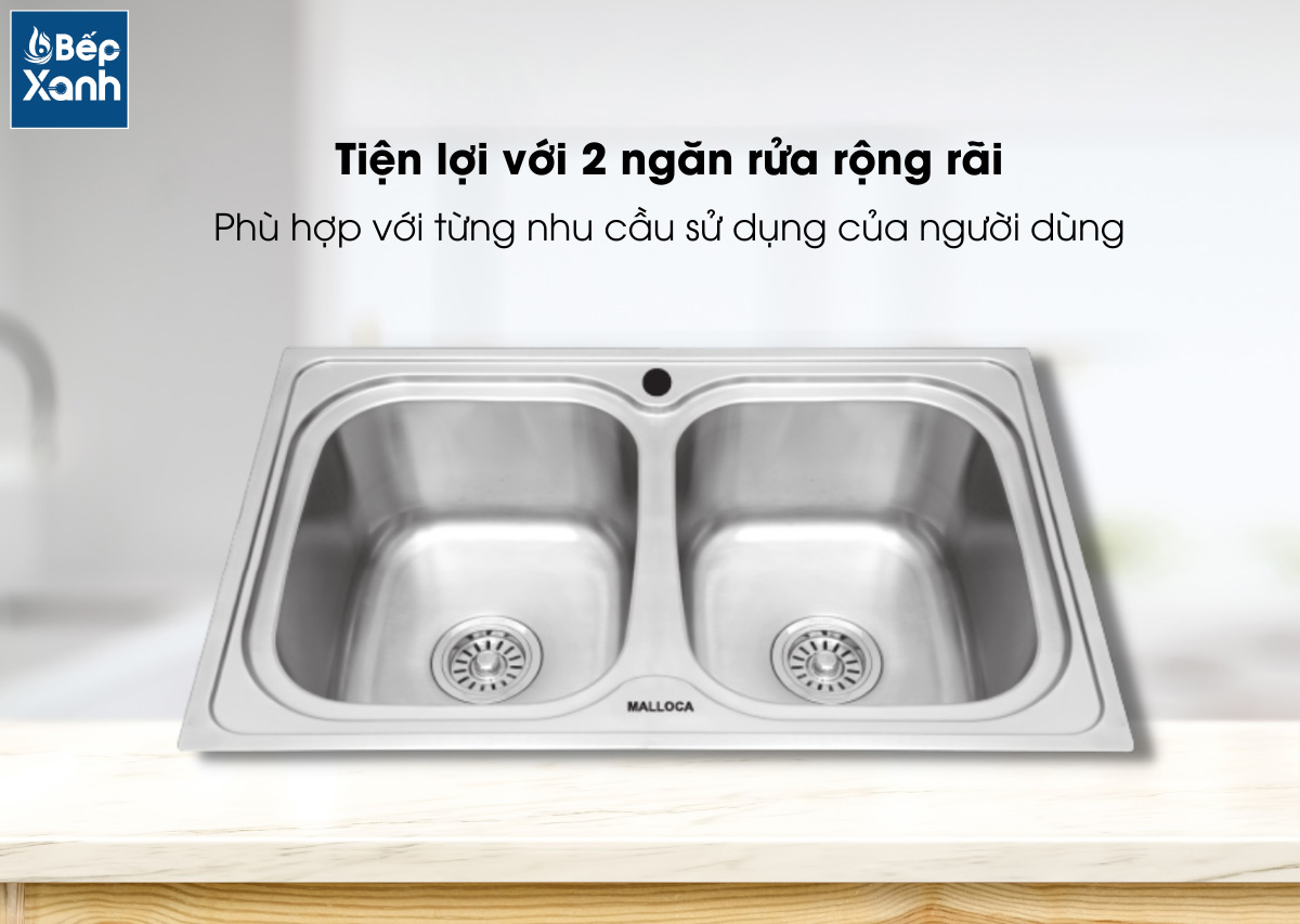 Tiện lợi với 2 ngăn rửa rộng rãi