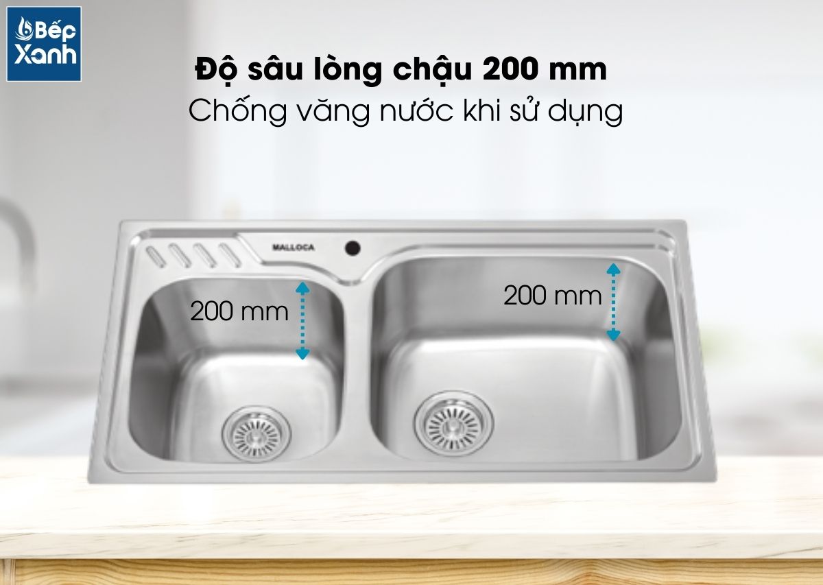 Độ sâu lòng chậu MS 1003 New 200mm.