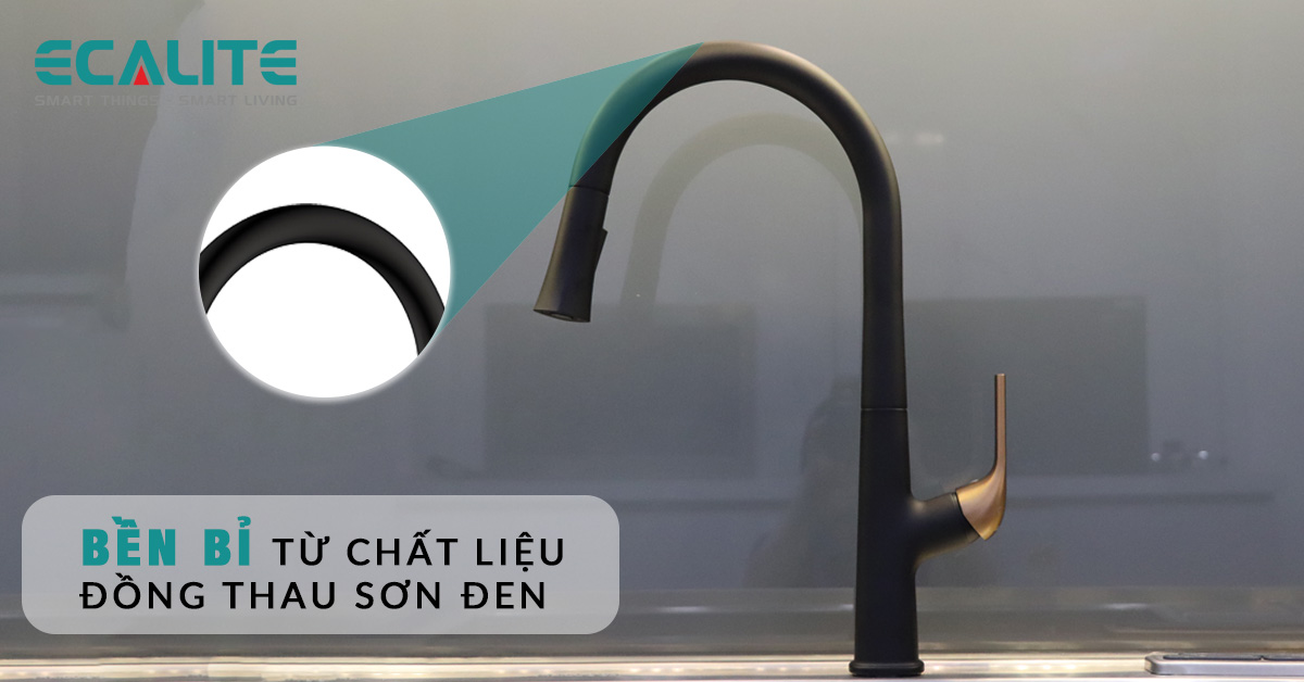 Thân vòi rửa chén EF-K569BR làm từ chất liệu đồng thau sơn đen 