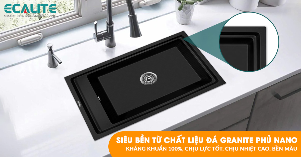 Chậu rửa đá EGS-6004.7948 siêu bền từ chất liệu đá Granite phủ nano