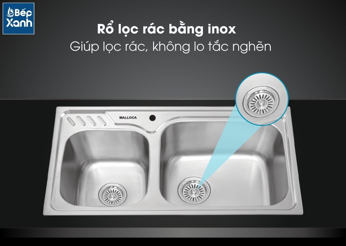 Rổ lọc rác inox 304 tiện lợi.