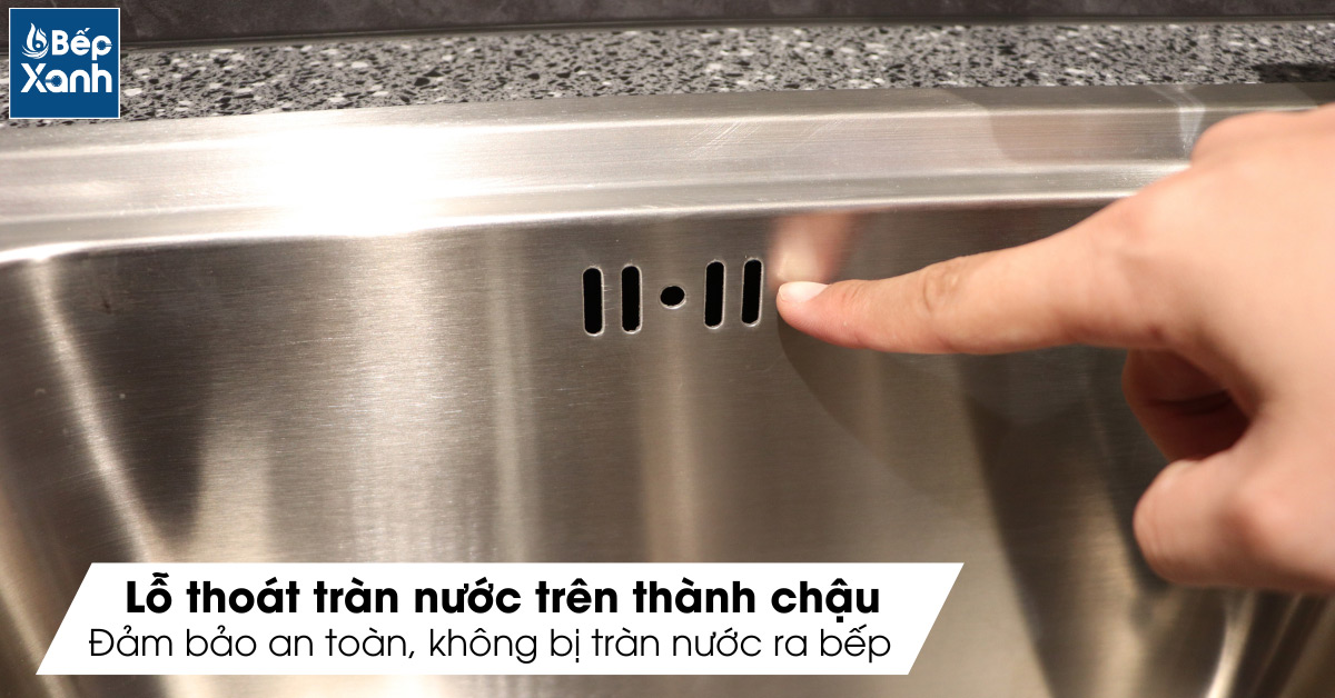 Lỗ thoát nước chống tràn của chậu rửa chéncủa MS 1028N