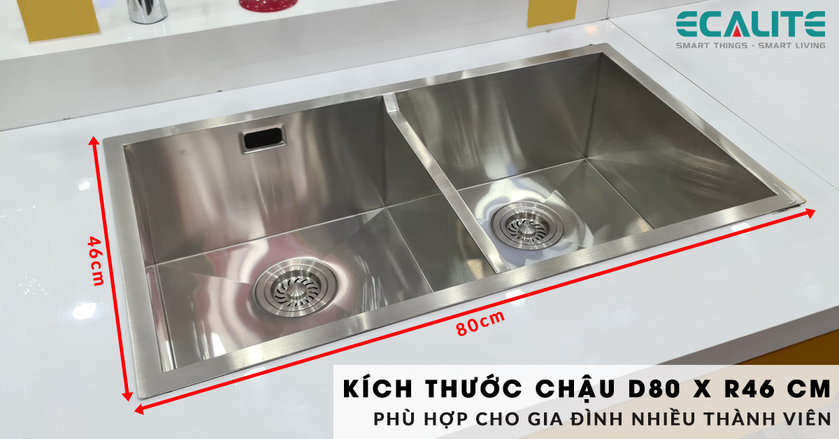 Kích thước của chậu rửa ESD-8046HS phù hợp cho gia đình có nhiều thành viên