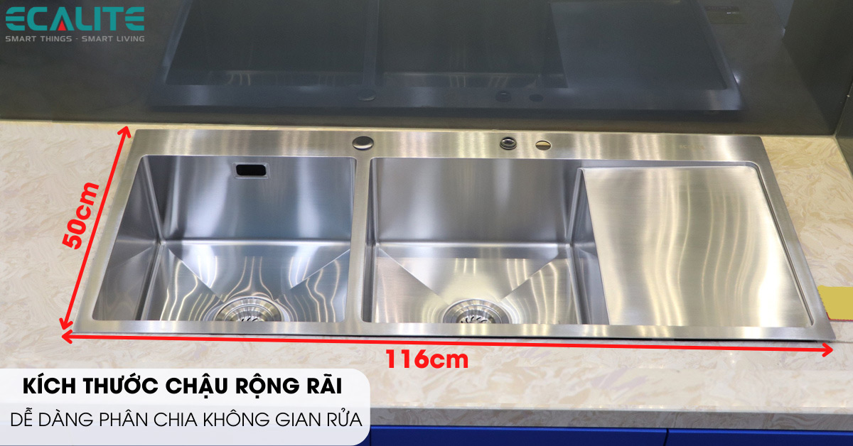 Kích thước rộng rãi của chậu rửa chén ESD-11650HS