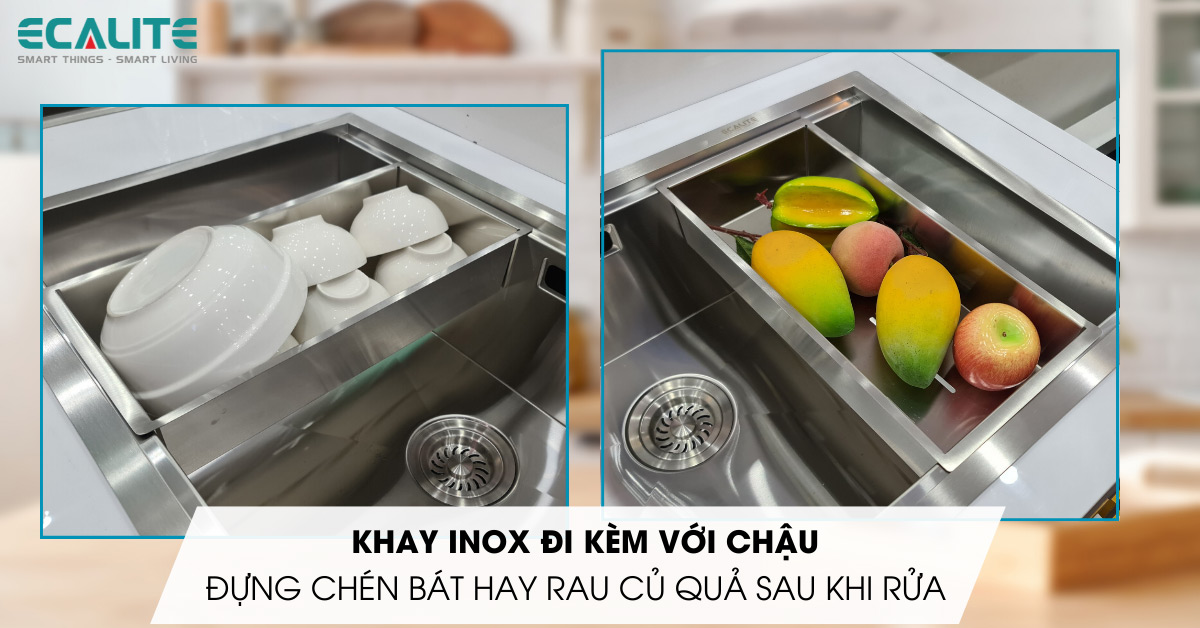 Khay đựng đồ dùng tiện lợi của chậu rửa chén Ecalite ESD-7848HS