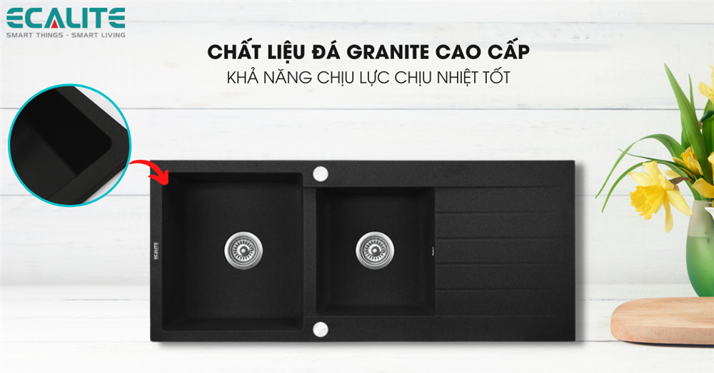 Chất liệu chậu rửa chén đá EFS-2005.11559B