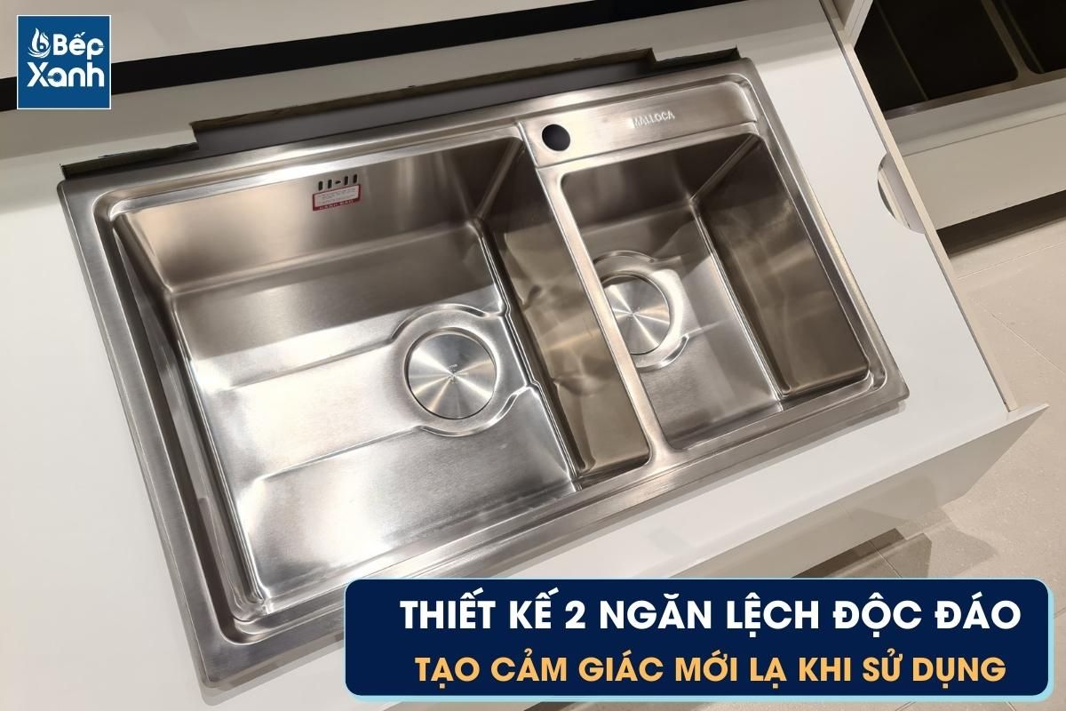 Chậu MS 5082 thiết kế 2 ngăn lệch