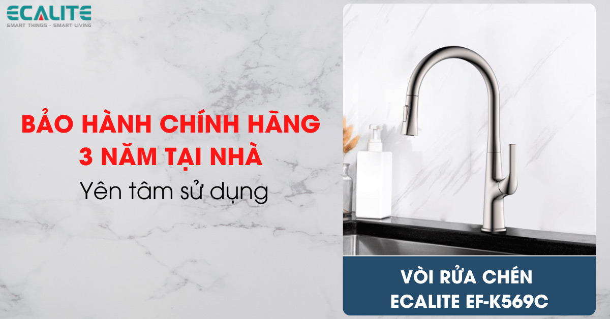 Vòi rửa chén Ecalite EF-K569C bảo hành 3 năm tại nhà