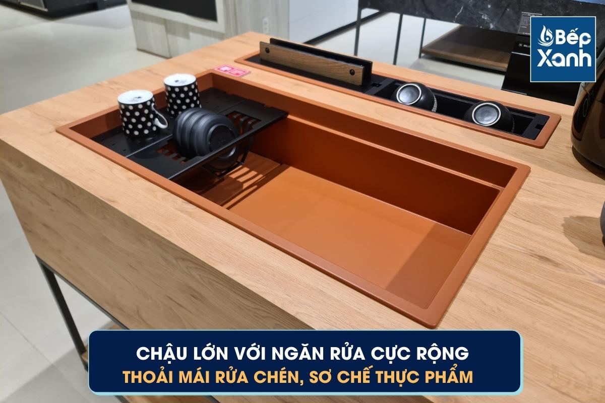 Ngăn rửa cực rộng thoải mái rửa chén