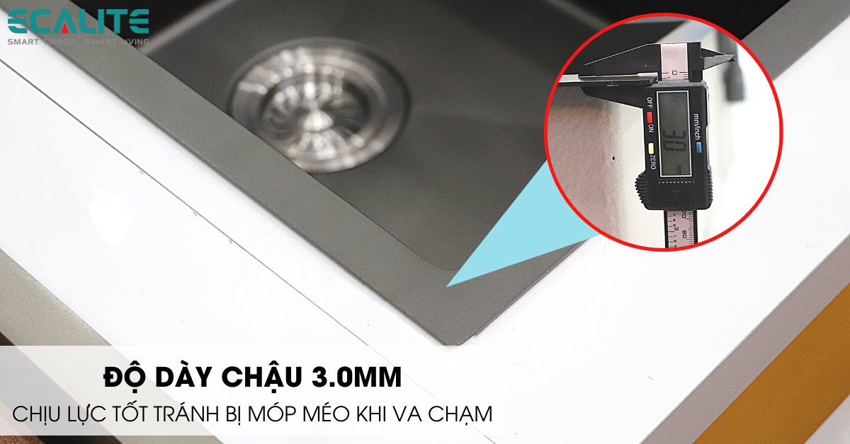 Độ dày thành chậu 3.0mm của chậu rửa chén ESD-8046HB