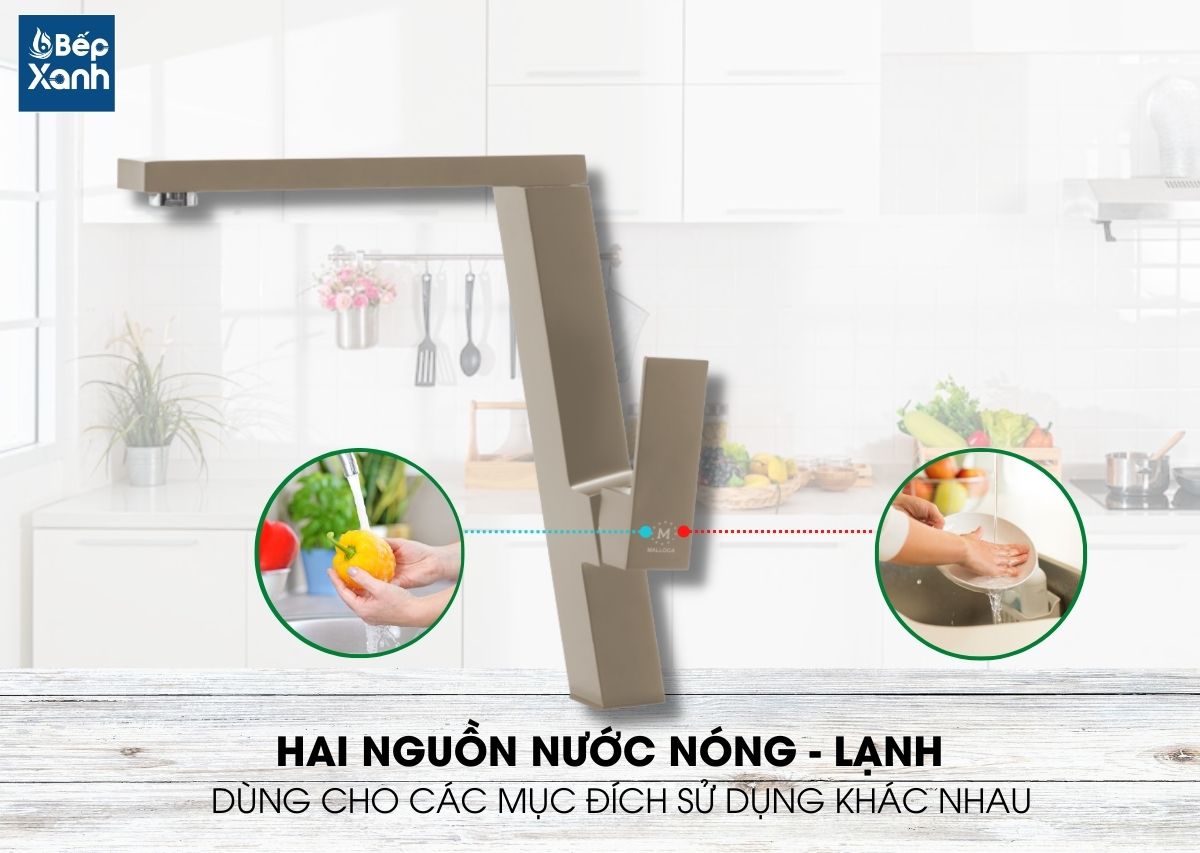 Vòi K131BR tích hợp 2 đường nước tiện lợi.