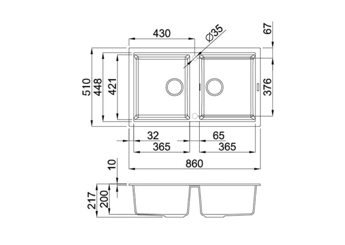 Kích thước của chậu TITANUM K-45073