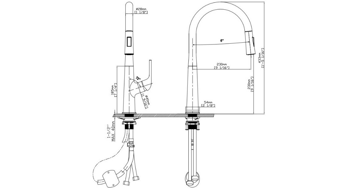 Thông số kỹ thuật của vòi rửa chén nóng lạnh Ecalite EF-K569C