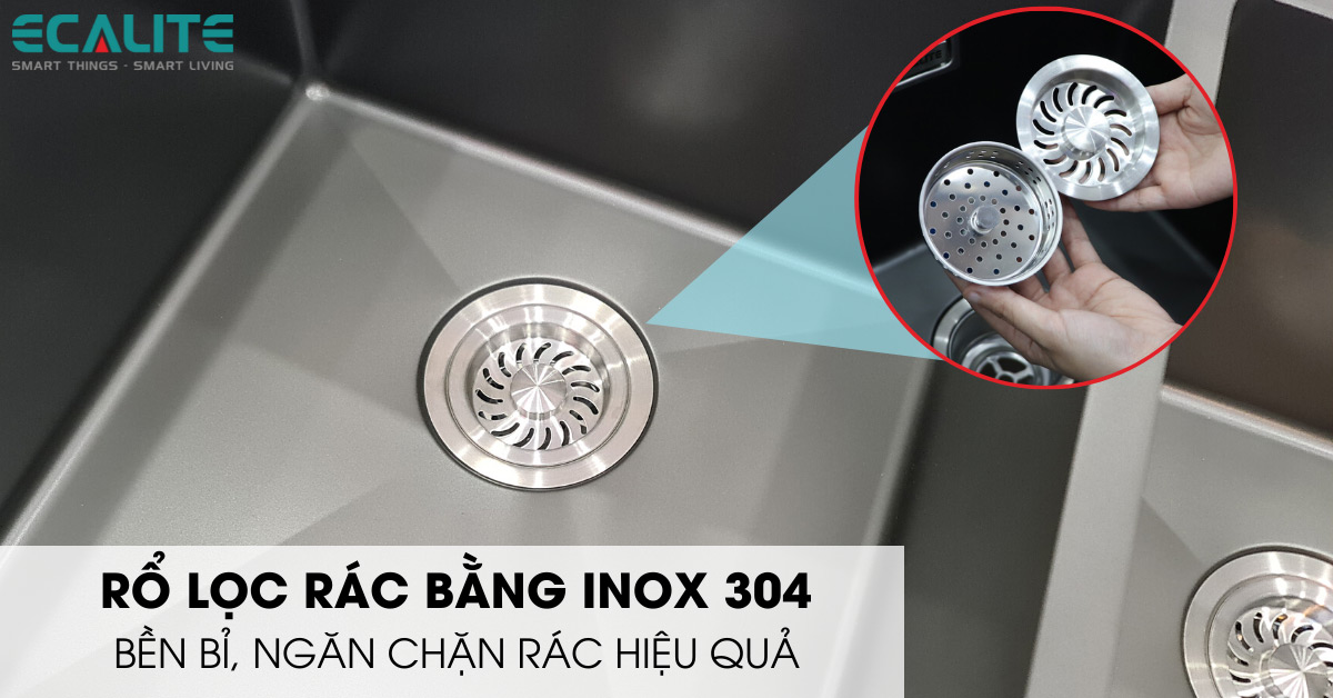 Rổ lọc rác chống tắc nước của chậu rửa chén Ecalite ESD-8046HB