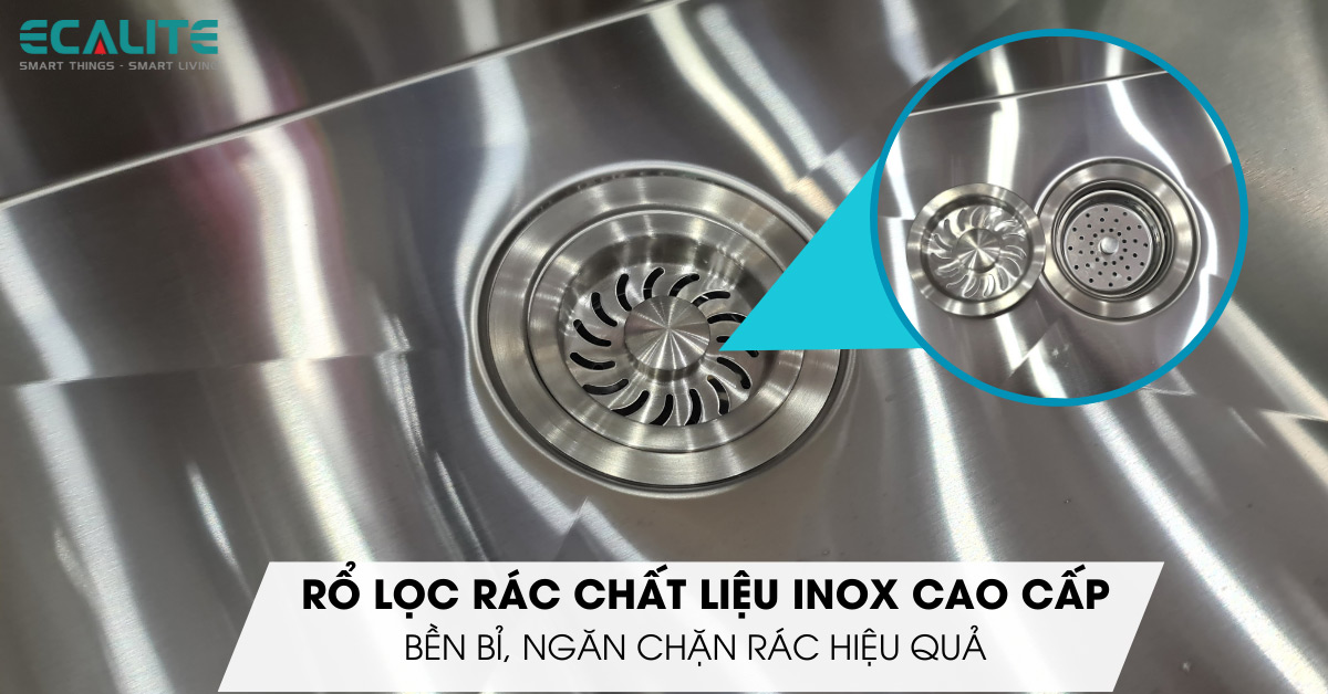 Rổ lọc rác chống tắc nước của chậu rửa chén Ecalite ESD-7848HS