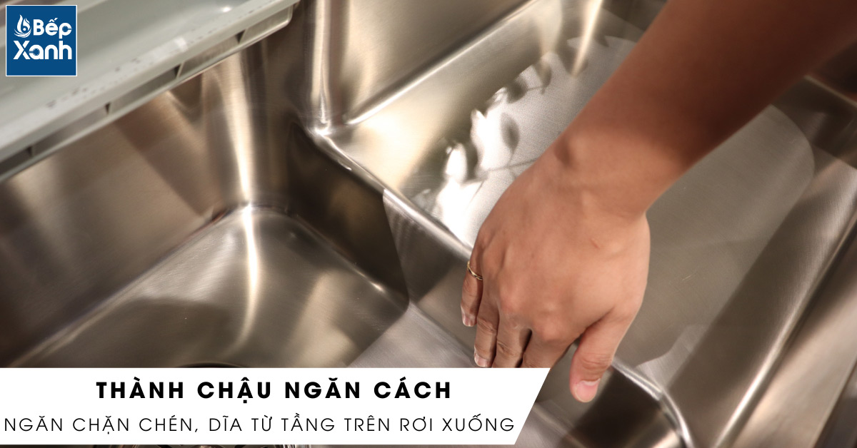 Thành chậu ngăn cách của chậu rửa chén Malloca MS 1028N