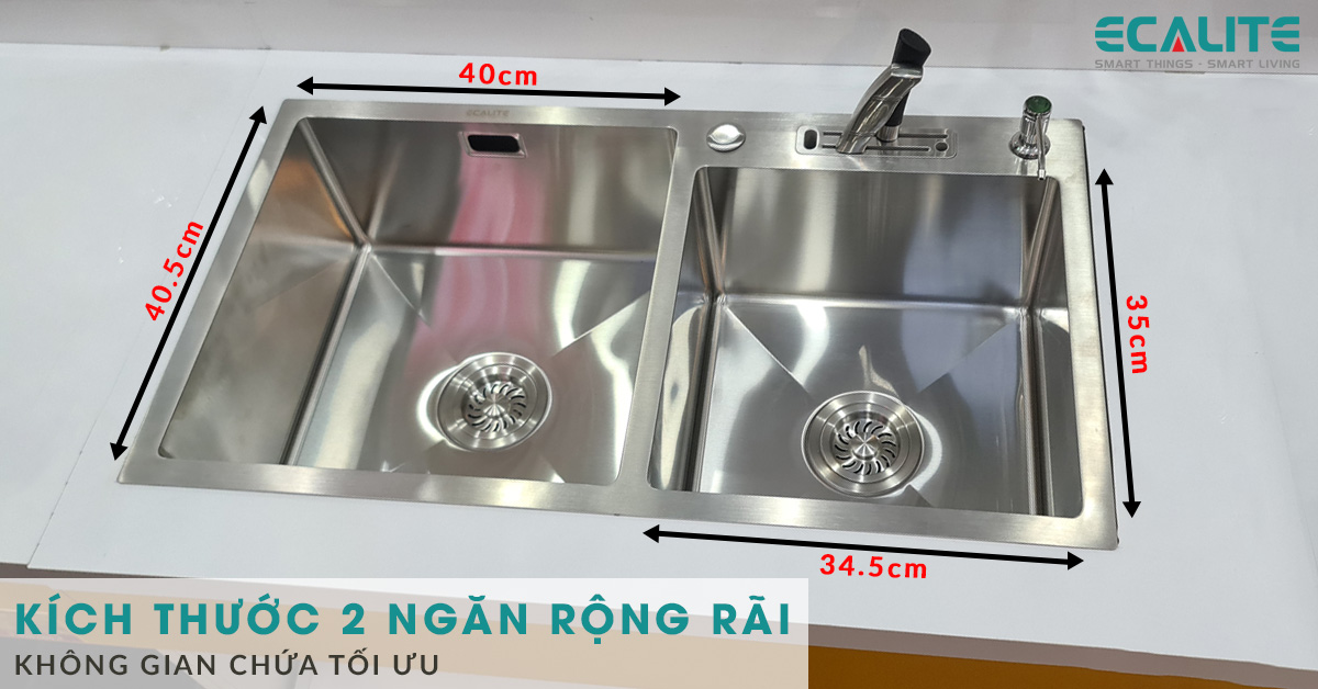 Chậu rửa ESD-8245HC có kích thước 2 ngăn rộng rãi