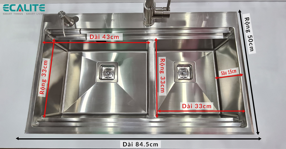Kích thước của chậu rửa chén ES-N28550HS
