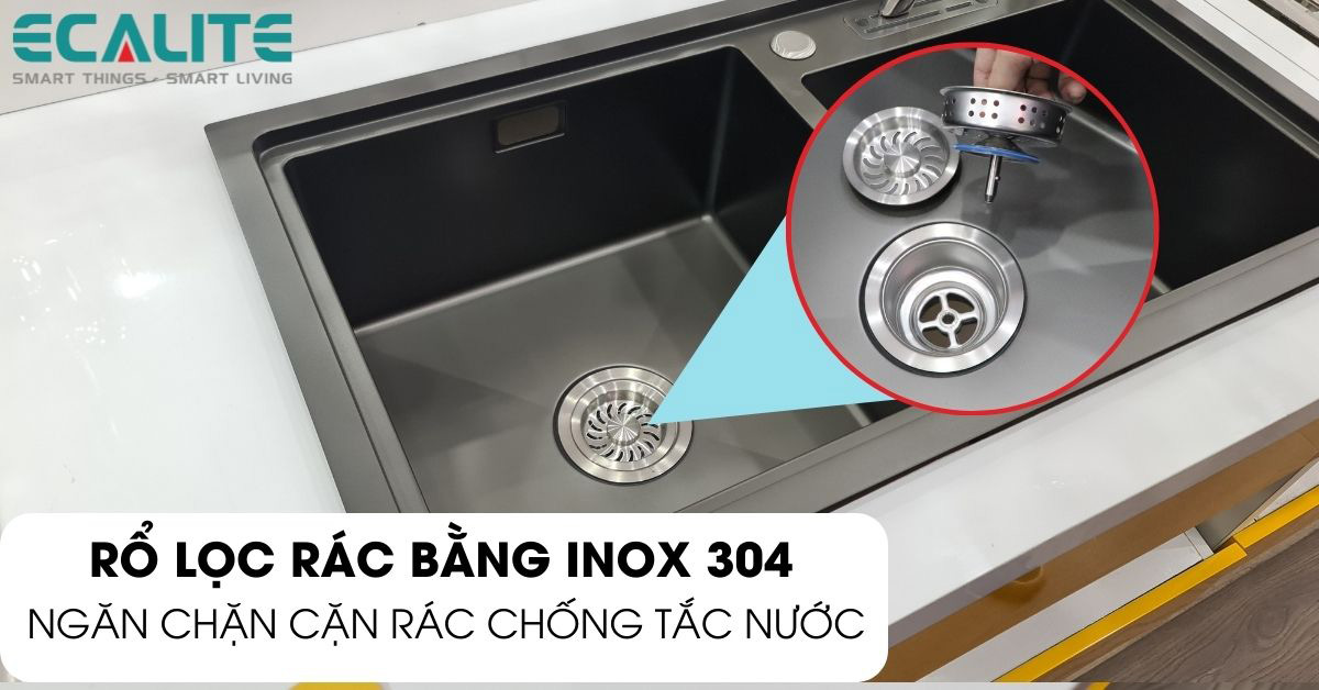 Rổ lọc rác chống tắc nước của chậu rửa chén Ecalite ESD-8245HB