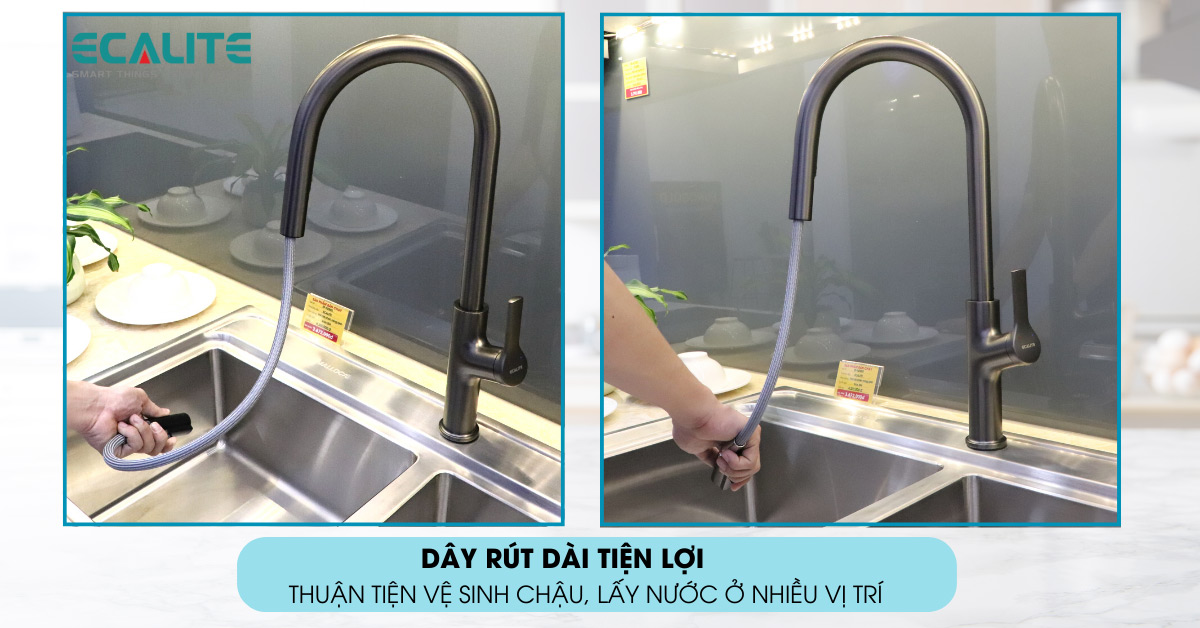 Thiết kế vòi dây rút kéo dài tiện lợi