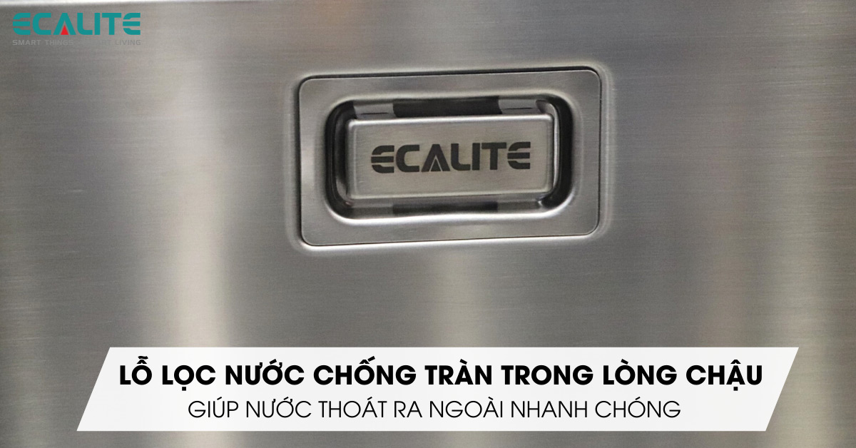 Lỗ lọc nước chống tràn của chậu rửa chén Ecalite ESD-7848HS