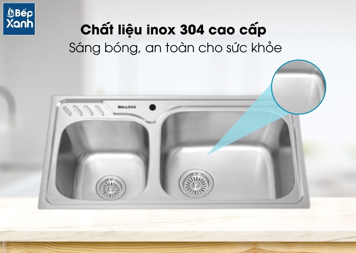 Chậu rửa Malloca MS 1003 New làm từ chất liệu inox 304 cao cấp.