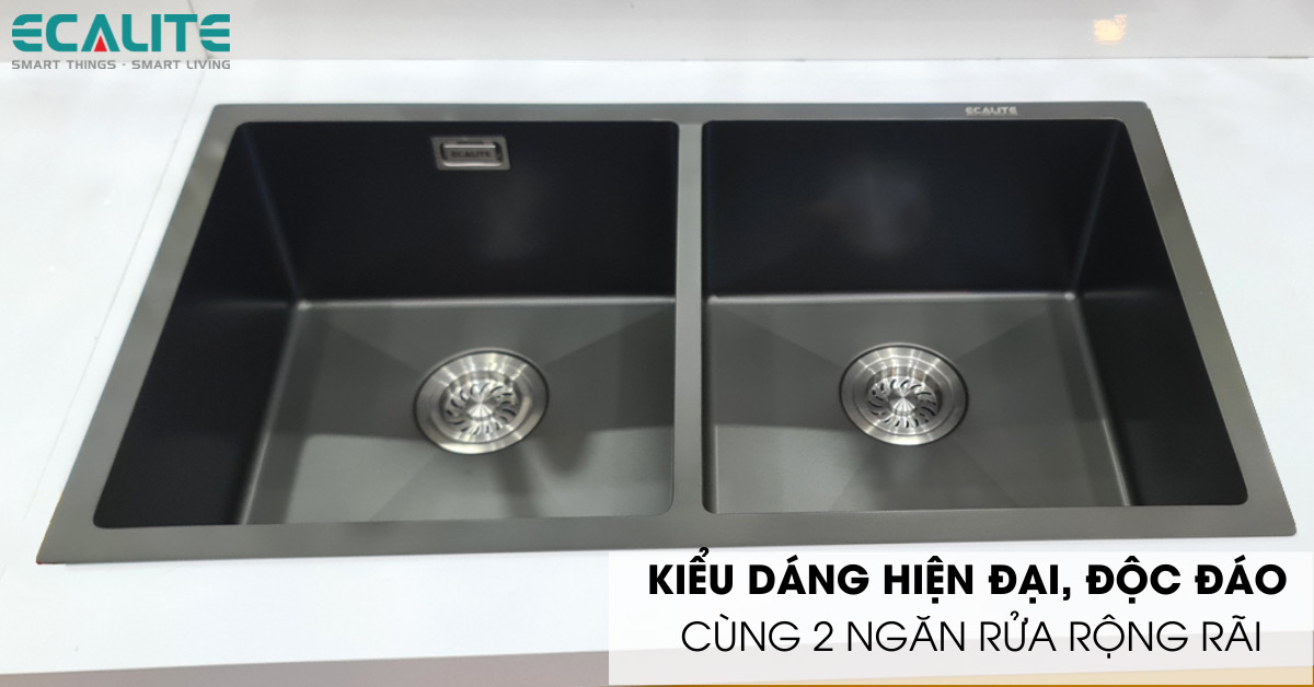 Kiểu dáng độc đáo của chậu rửa chén Ecalite ESD-8046HB