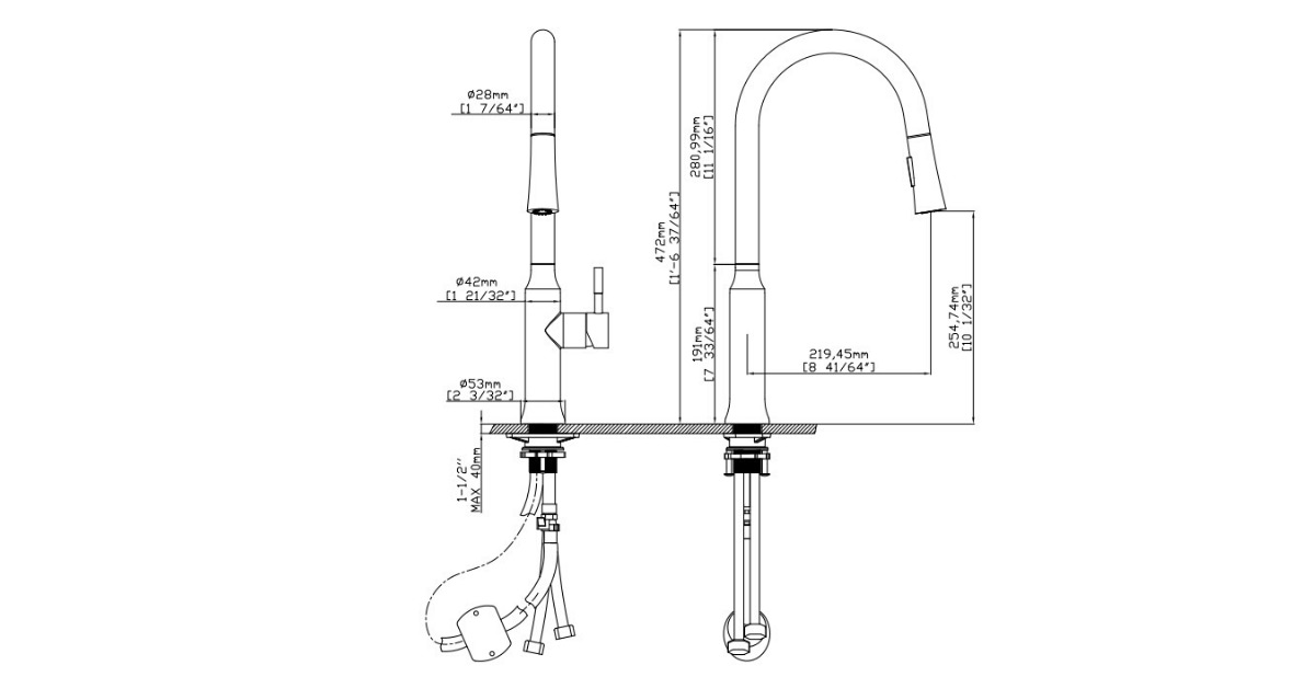 thông số kỹ thuật vòi inox ef-k134s