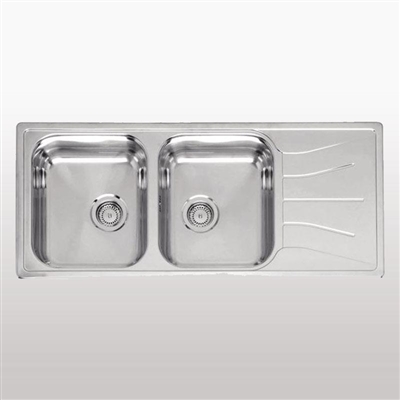 Chậu Inox 2 hộc 1 bàn DIPLOMAT 30 LUX, 80CM. Có thể xoay chiều 36x42x18 + 36x42x18